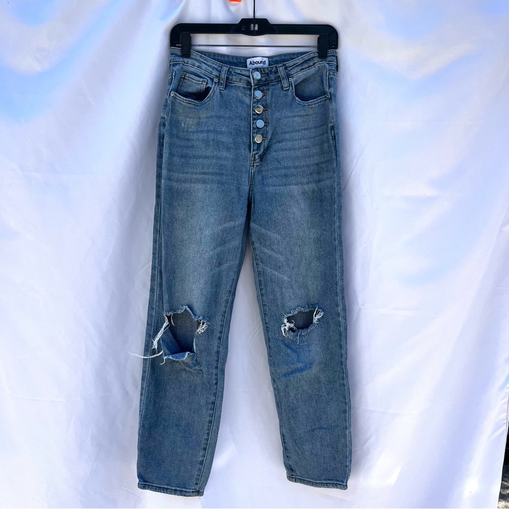 Abound High Rise Blue Ripped Jeans